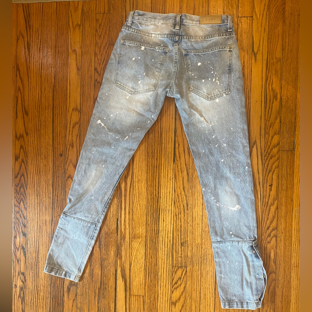 MIMI Paint Splatter Jeans Mens Size 28 Snap Ankles